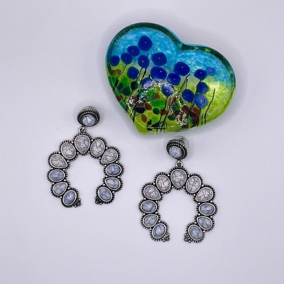 Western Boho Style Silver Concho Naja Earrings #870 - Picture 9 of 12